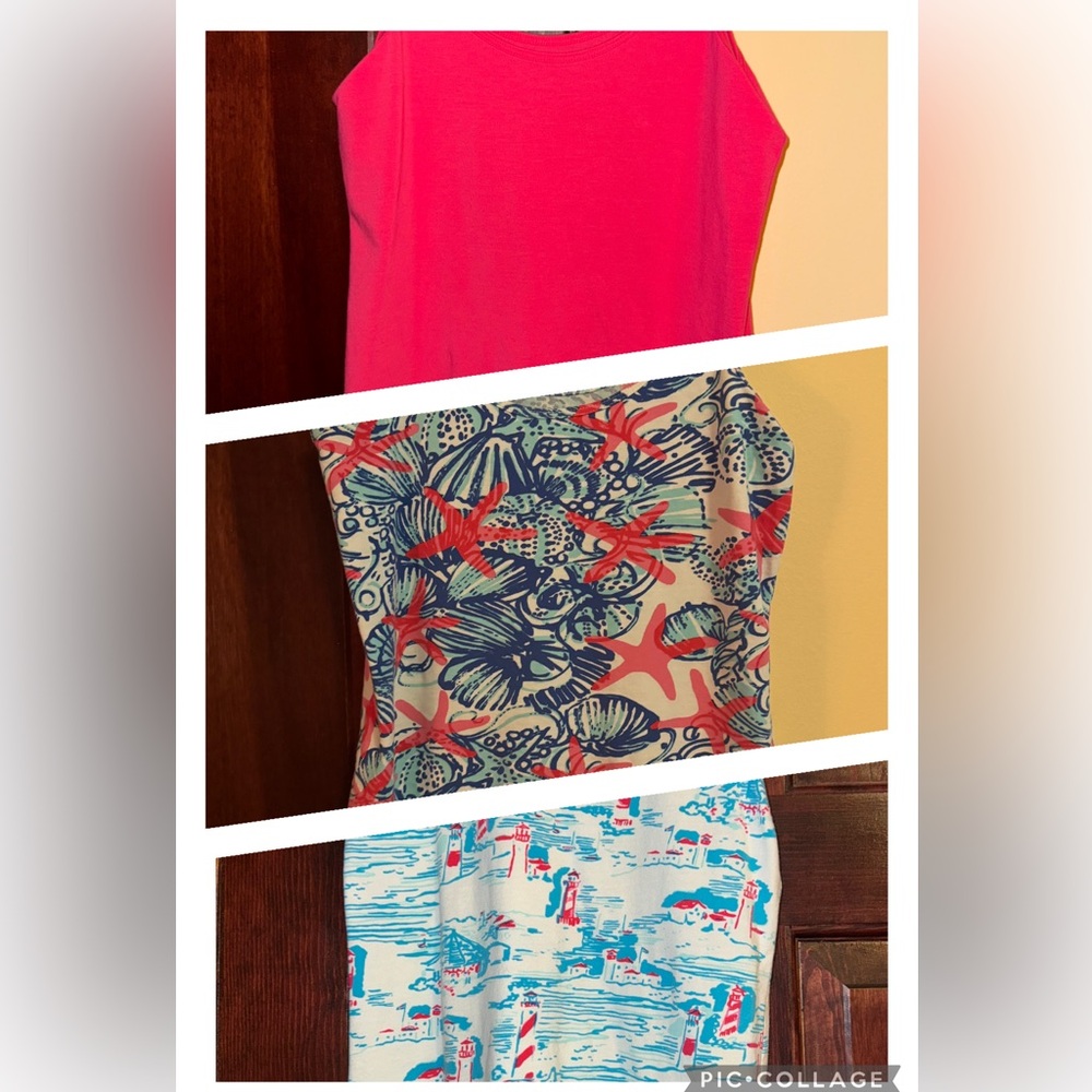 Set of 3 Lilly Pulitzer Tabbie Tank Tops S Small Lighthouse Red She Shells star